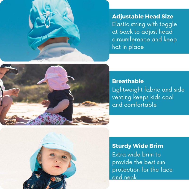 SwimZip Sun Hat with Neck Flap | UPF 50+ Protection for Baby, Toddler, and Kids Aqua - Image 5